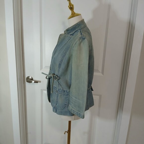 Fcuk Jeans Denim Jacket Women’s Medium Blue Long Sleeve Front Patch Pockets - Picture 2 of 5